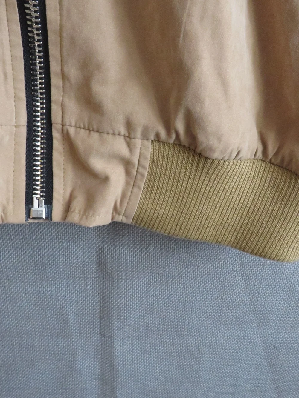 boohoo Long Bomber Jacket in Beige